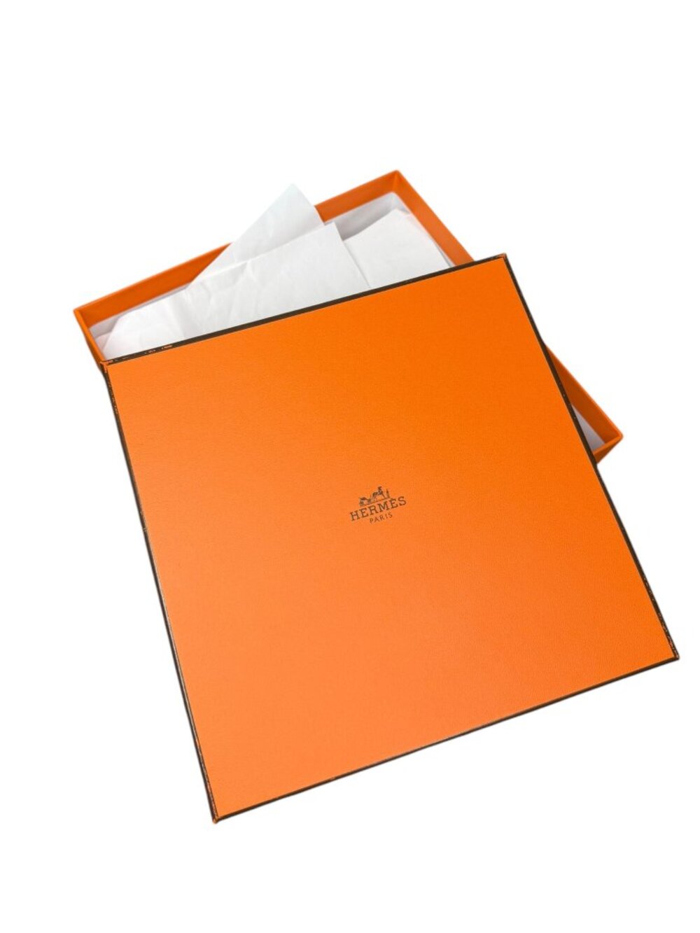 Hermes Square Accessory Gift Box with Tissue Paper - EMPTY - 7.5" x 7.5" x 2.25"